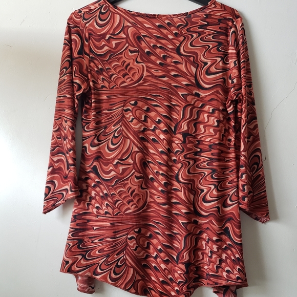 Es.se Women's Multicolor Abstract Flare Sleeved Top, Size M - Picture 6 of 9